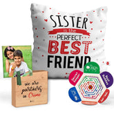 Cushion with Sis Is Best Friend Print Wooden Plaque Gift